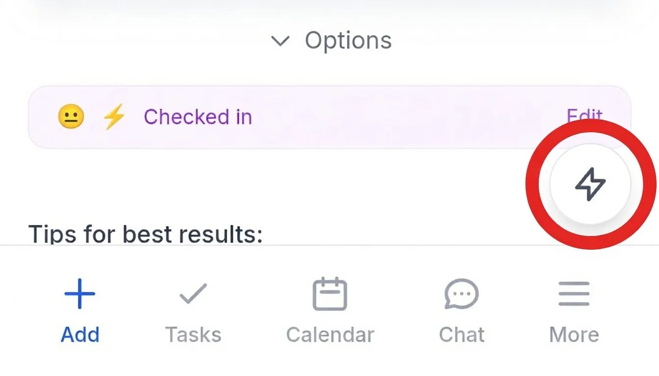 Lightning icon shown on the Add Tasks and Calendar pages